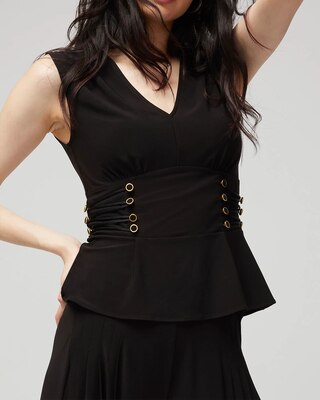 Matte Jersey Button Peplum Top