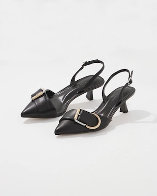 Mixed Metal Black Slingback