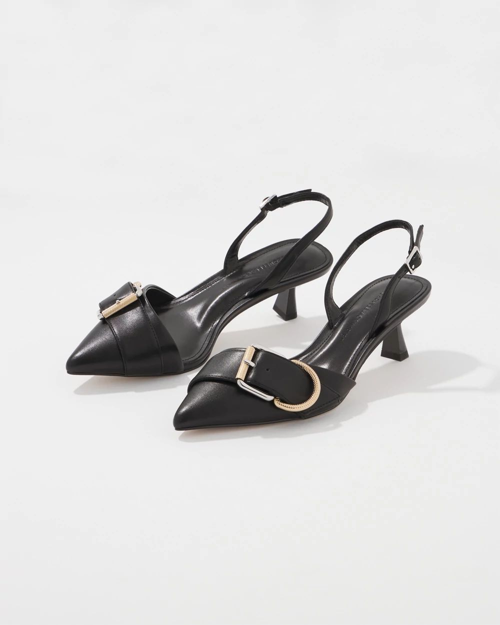Mixed Metal Black Slingback