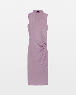 Petite Mock Neck Ribbed Maxi Dress click to view larger image.