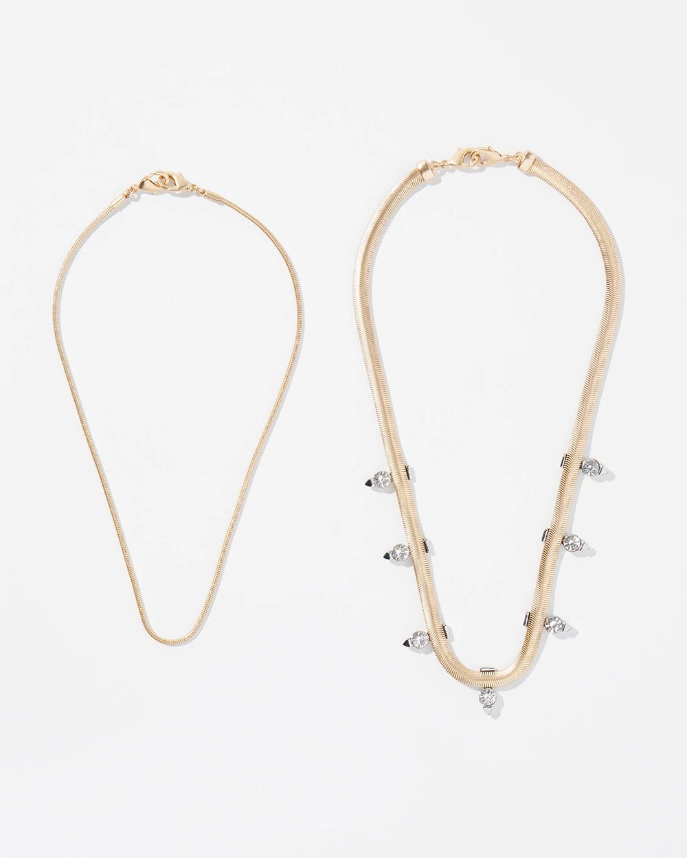 Mixed-Metal Spike Stud Multi-Strand Necklace