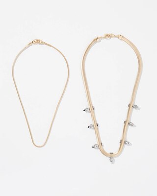 Mixed-Metal Spike Stud Multi-Strand Necklace