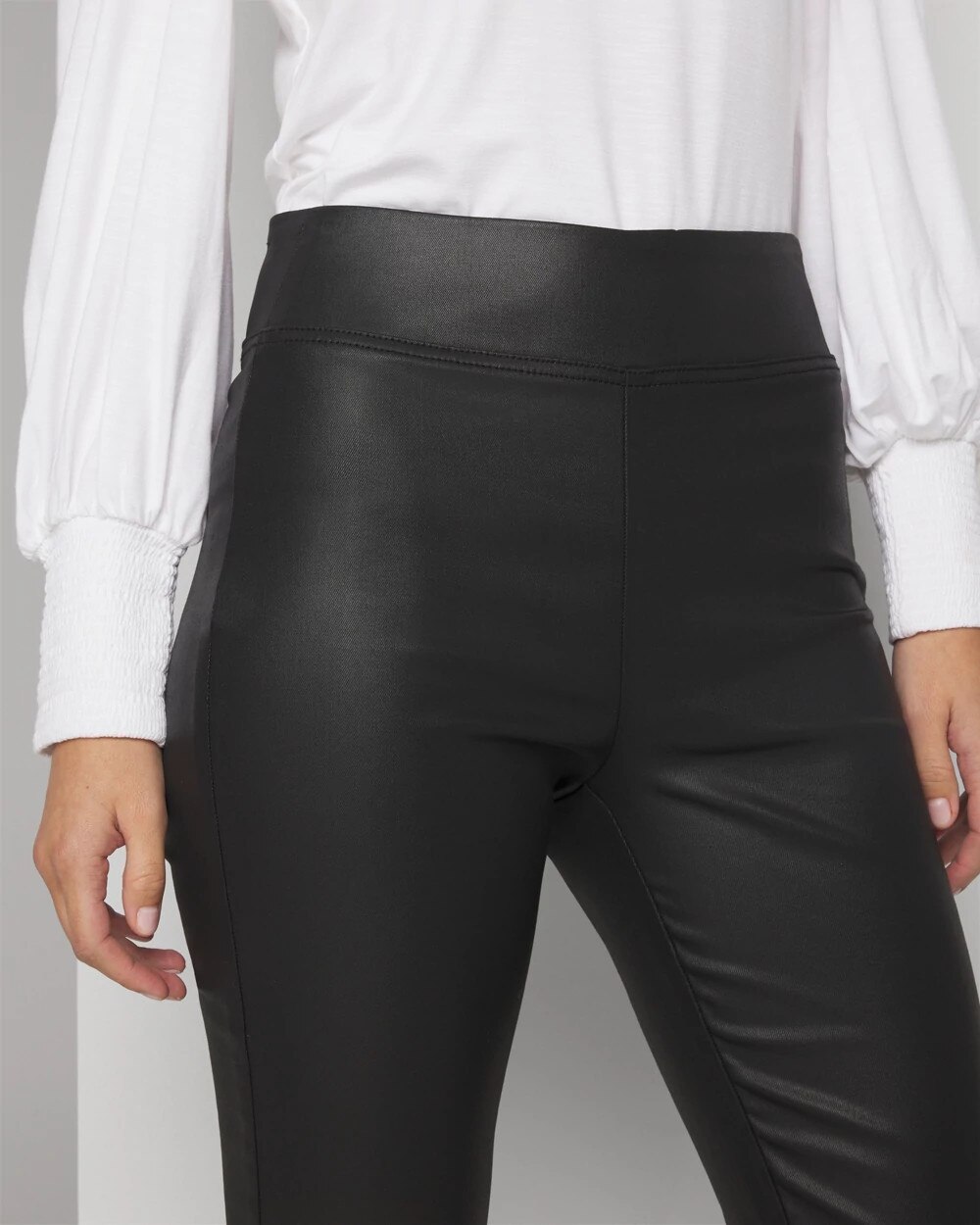 Petite Extra High-Rise Coated Pull-On Flare Jeans