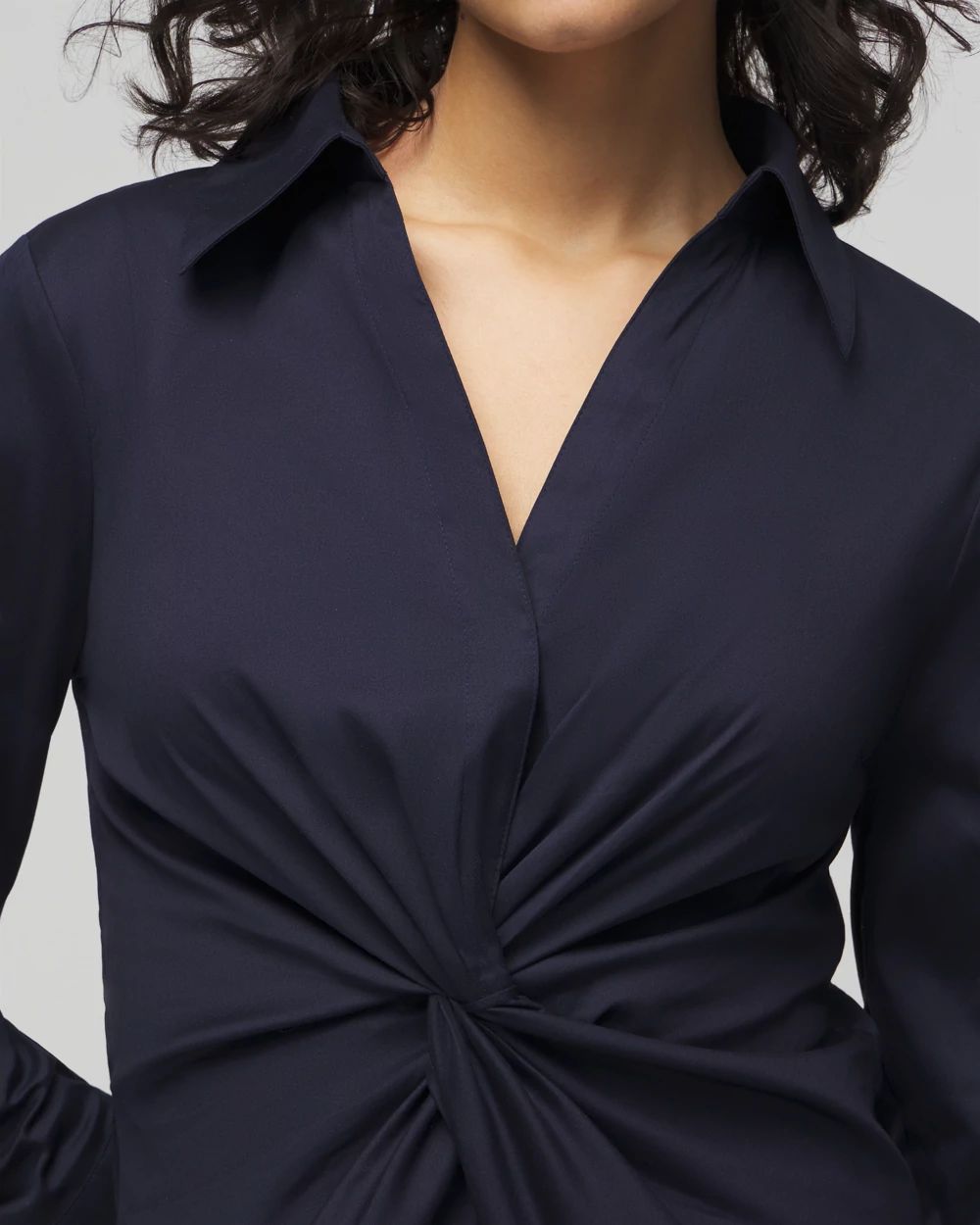 Petite Long Sleeve Twist Poplin Shirt click to view larger image.