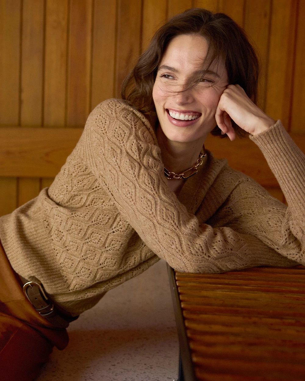 Rib Trim V-neck Sweater