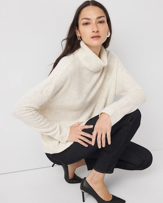 Asymmetrical Hem Turtleneck Sweater click to view larger image.