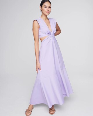 Cap Sleeve V-Neck Cutout Midi Dress