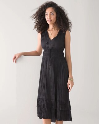 Sleeveless Satin Midi Dress