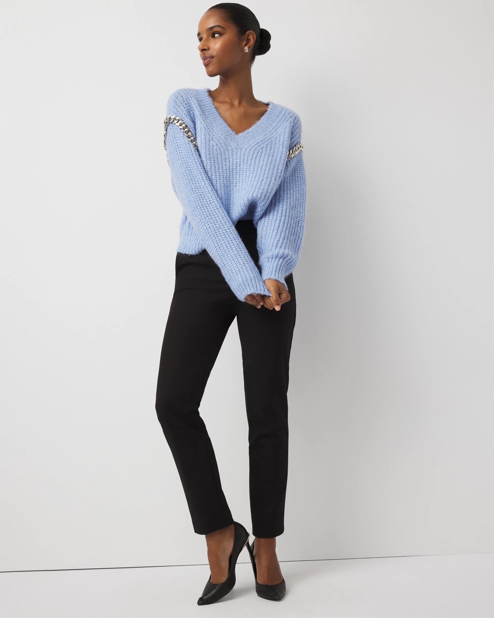 Petite Chain Detail Pullover Sweater