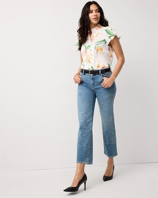 Carpenter High Rise Straight Ankle Jeans click to view larger image.