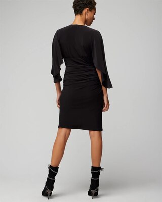 3/4 Flutter Sleeve Matte Jersey Mini Dress
