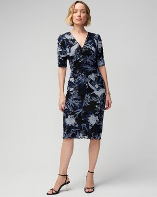 Shirred Mesh Midi Dress