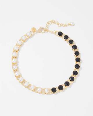 Gold Black Pearl Short Necklace