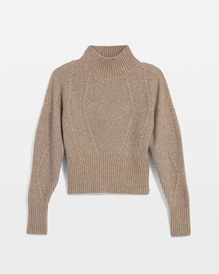 Mock Neck Cable Ribbed Sweater click to view larger image.