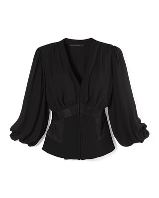 Petite Lace Inset Corset Blouse