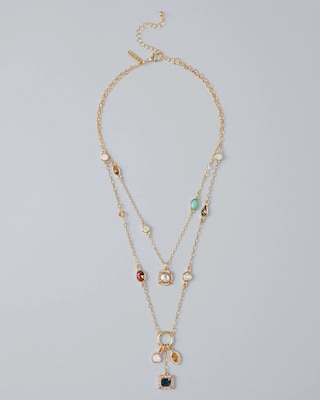 Jeweled Double-Strand Charm Necklace