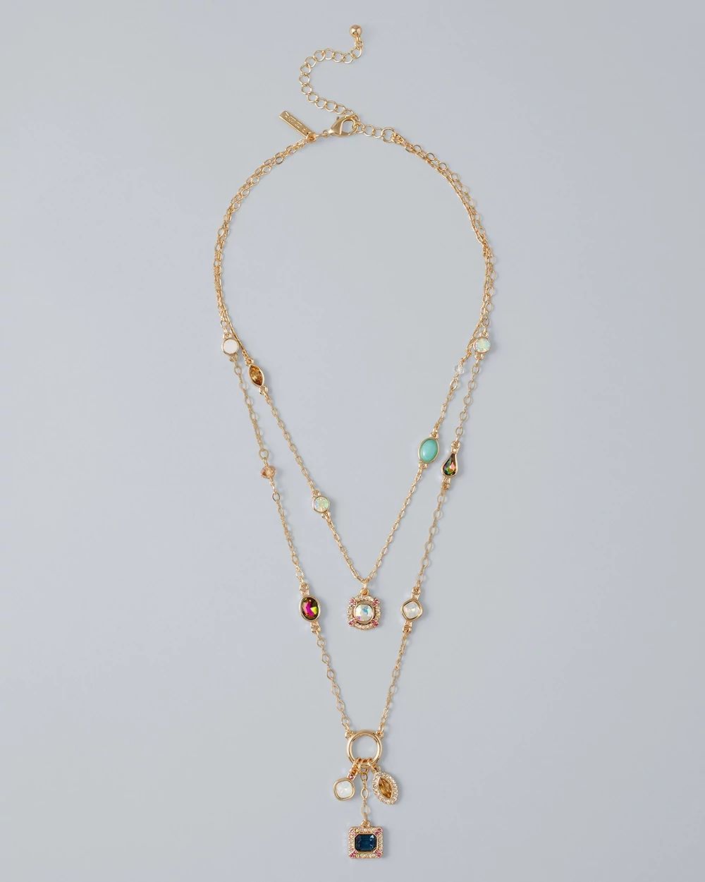 Jeweled Double-Strand Charm Necklace