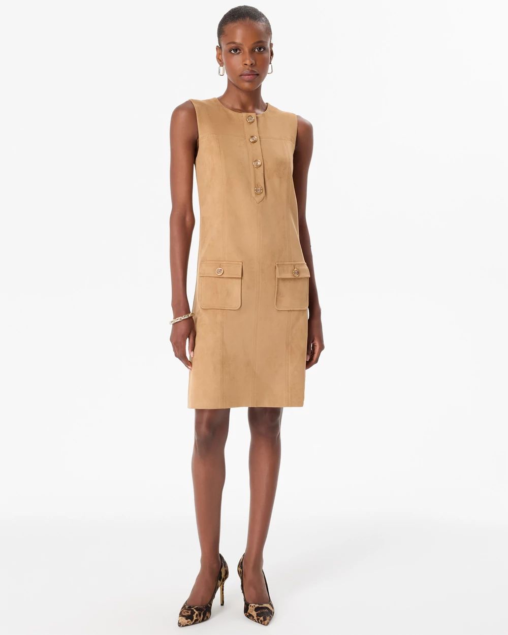 Petite Faux Suede Shift Dress