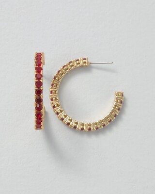 Red Crystal Hoop Earrings