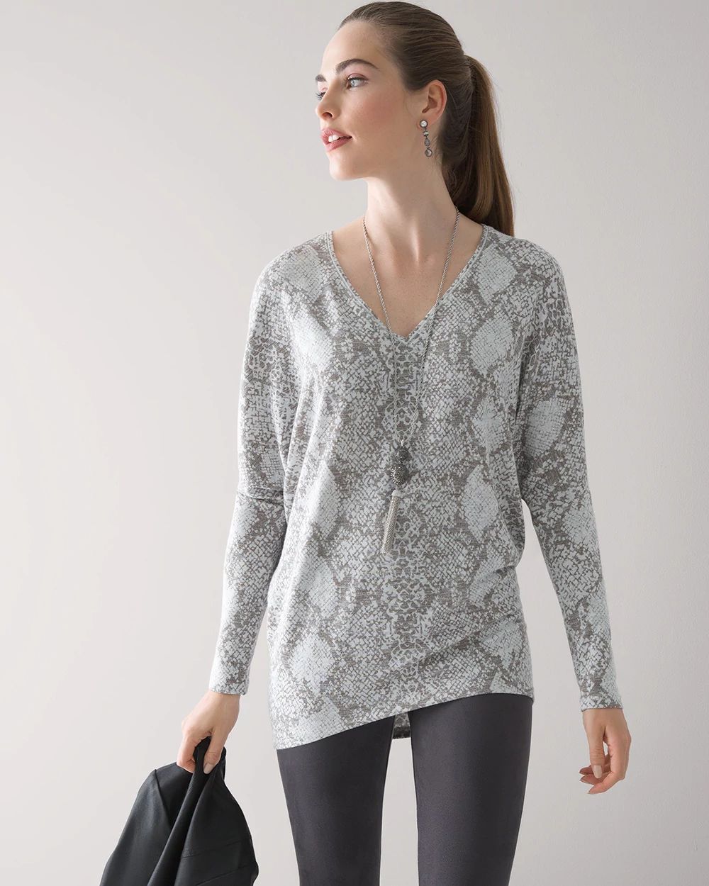 Snake-print Knit Dolman Tunic