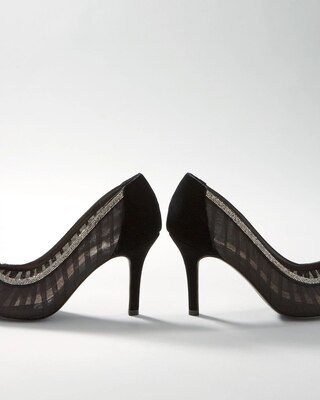 Mesh & Hematite Mid-Heel Pump