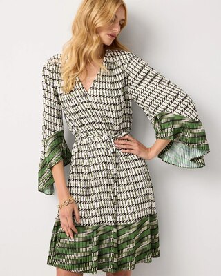 Flutter Sleeve Crepe Dress click to view larger image.