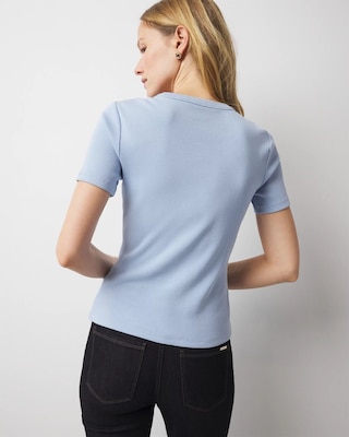 WHBM FORME™  Ribbed Stretch Button Shoulder Tee click to view larger image.