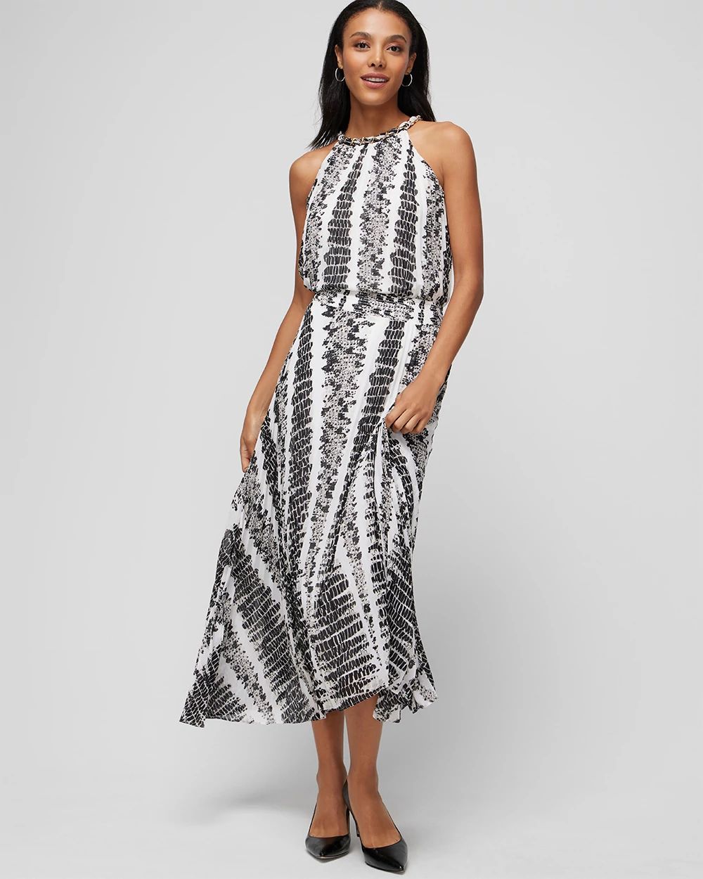 Sleeveless Pleat Chain Neck Halter click to view larger image.