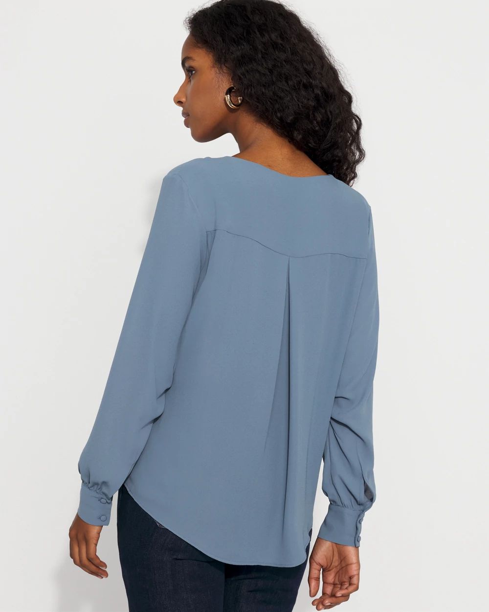 Long-Sleeve Button-Up Blouse