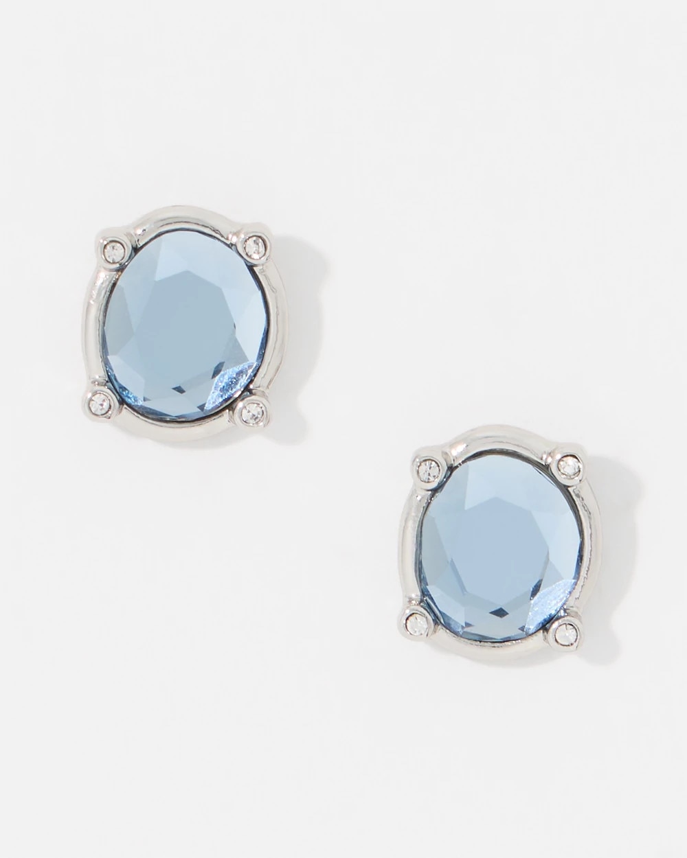 Denim Blue Glass Stone Stud Earrings - image 2