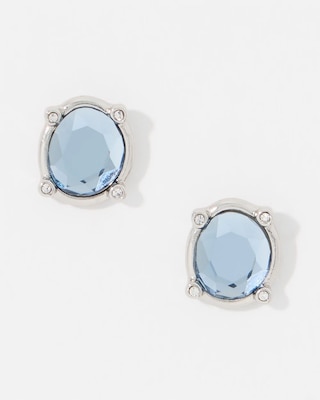 Denim Blue Glass Stone Stud Earrings click to view larger image.