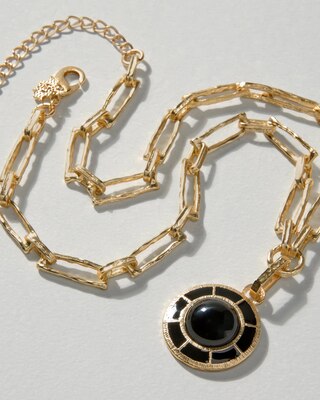 Goldtone & Black Pendant Necklace