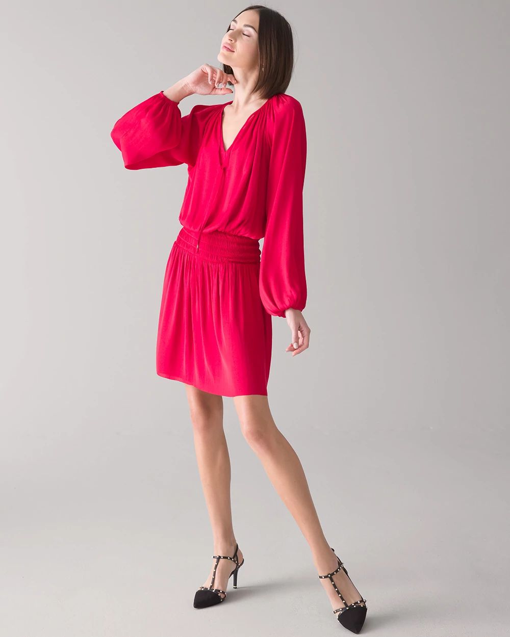 Drop Waist Blouson Dress