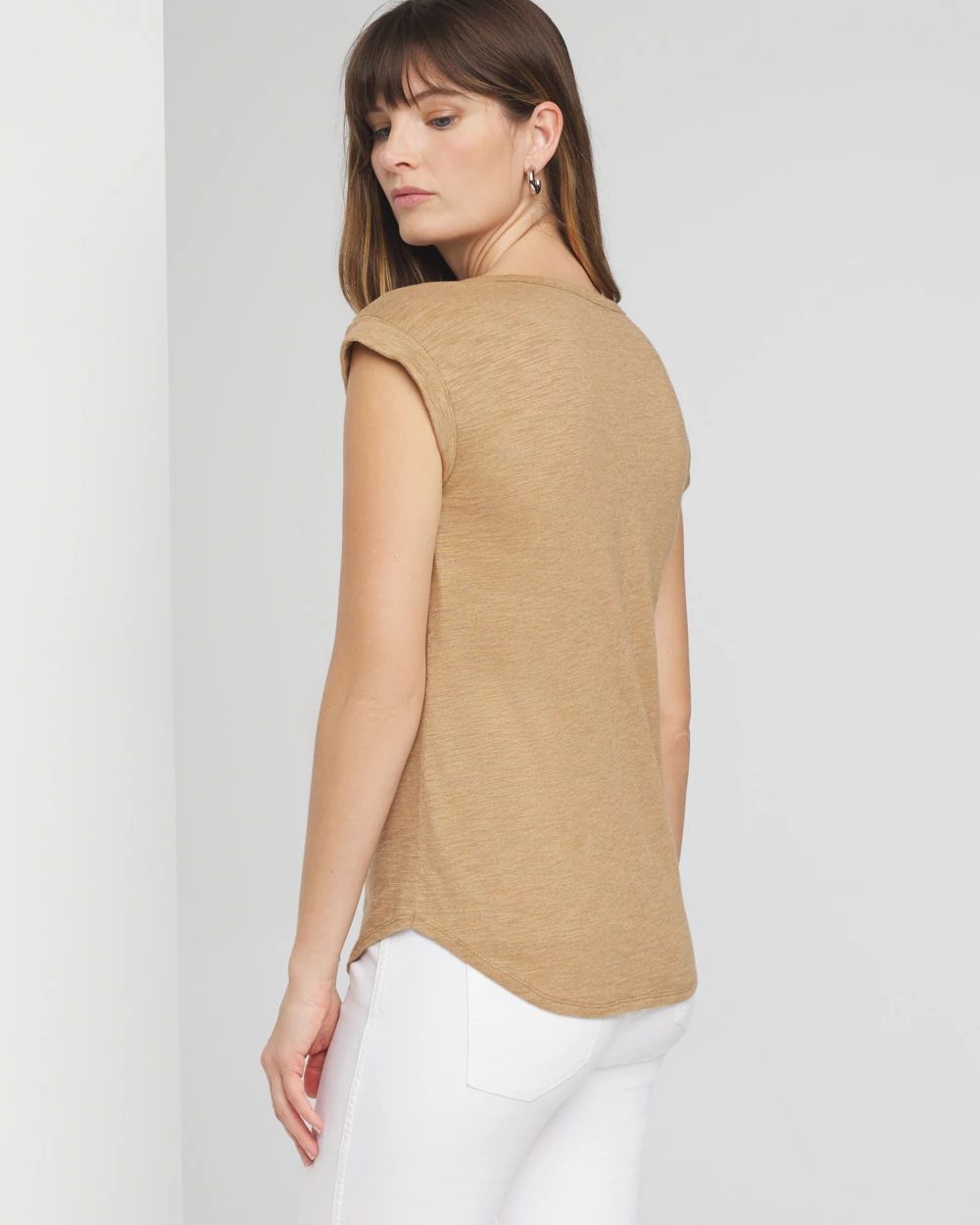 Lace-Up Shoulder Scoop Tee