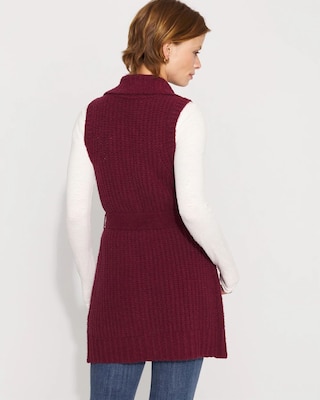 Bouclé Sleeveless Tie-Waist Sweater Vest click to view larger image.
