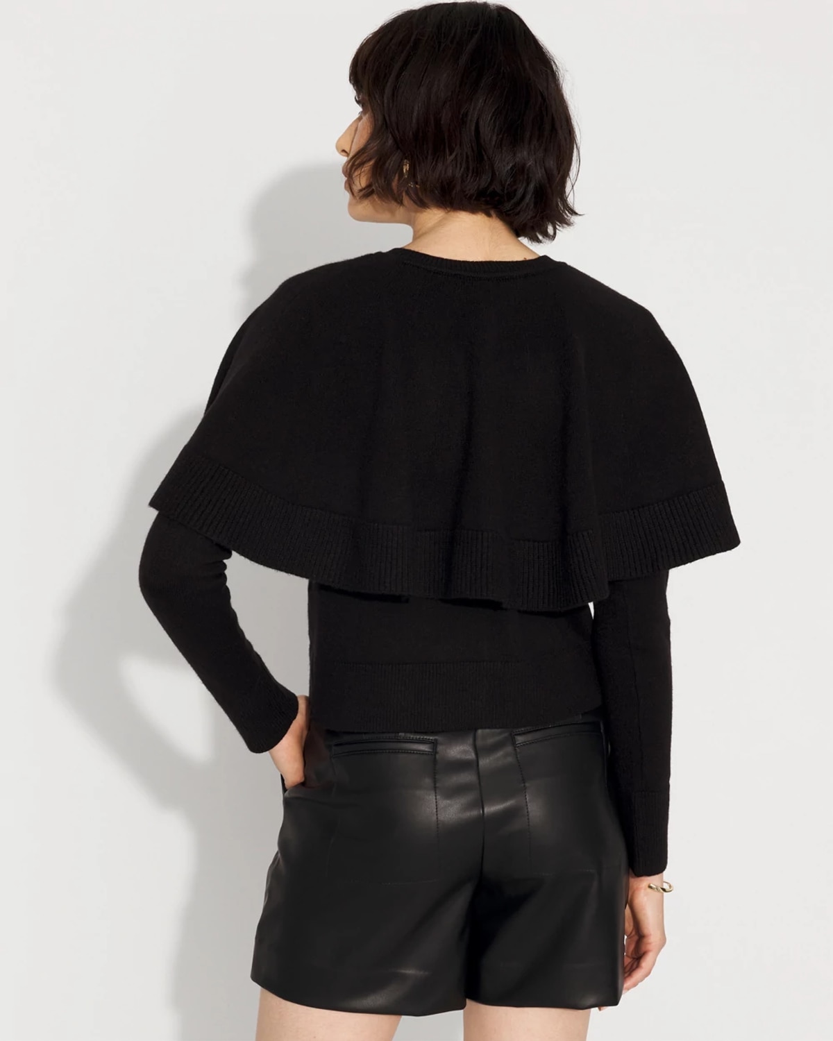 White House Black Market Petite Button-front Cape Cardigan Sweater In Black