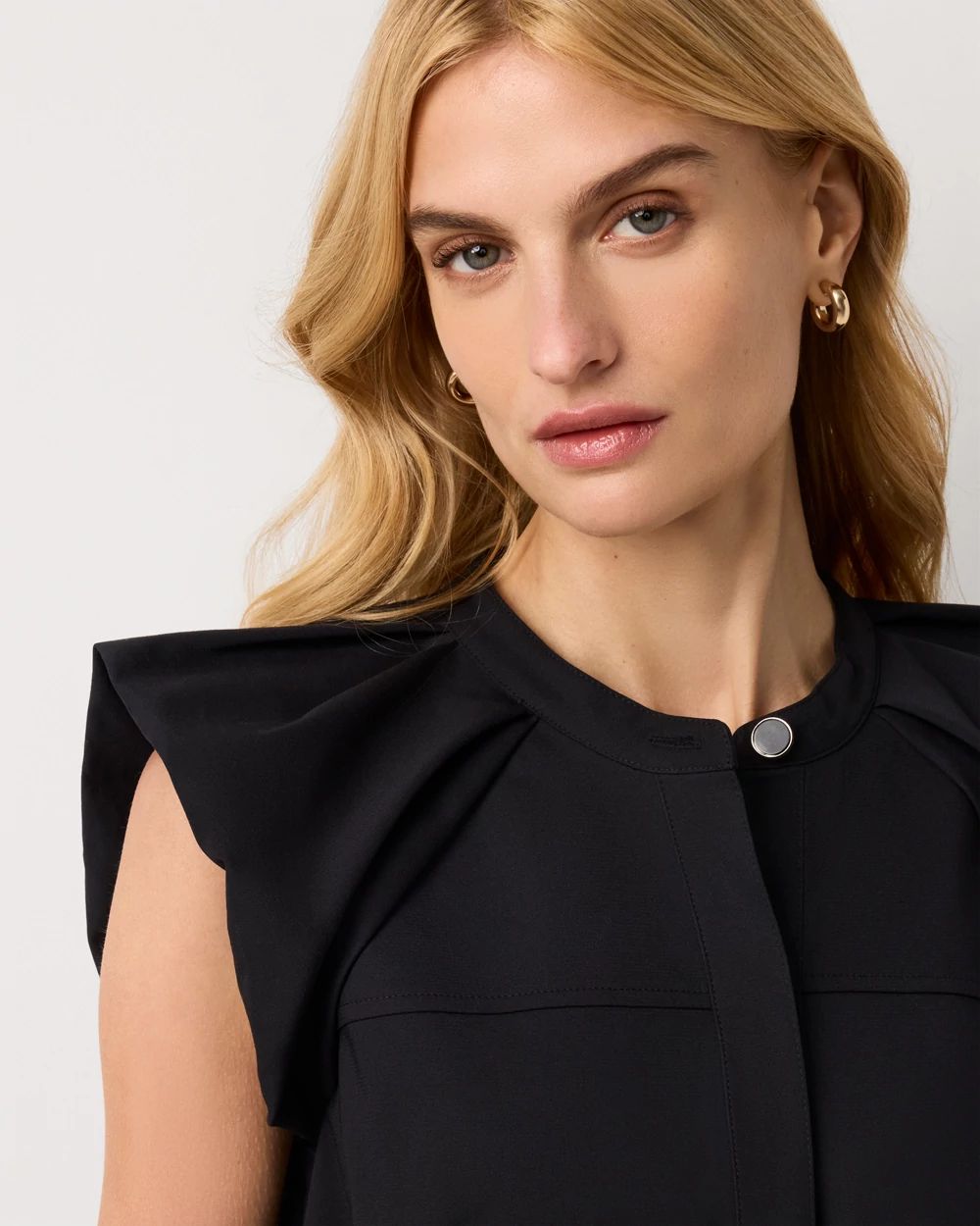 Puff Sleeve Shirt Dress click to view larger image.