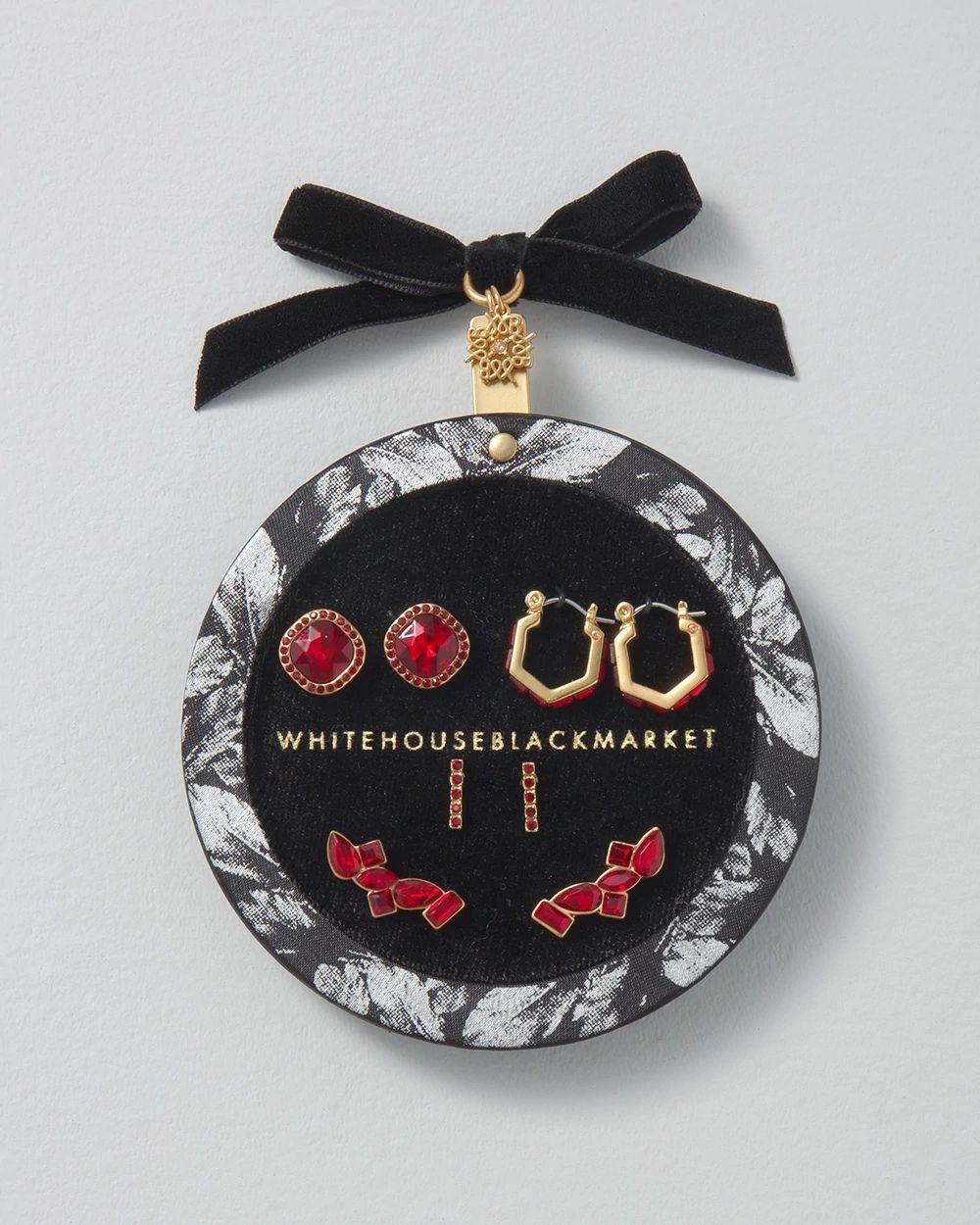 Goldtone & Red 4-Pack Earrings