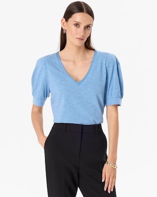Puff Sleeve V-neck Tee