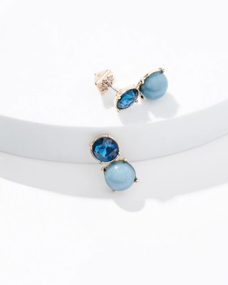 Gold Blue Stone Drop Earrings