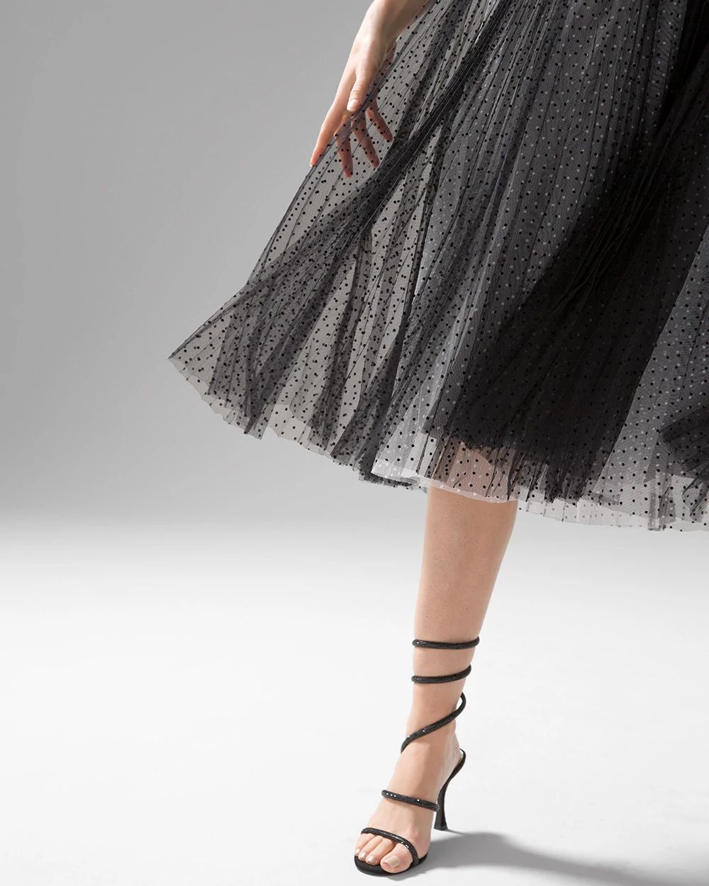 Petite Strapless Velvet & Dot Dress click to view larger image.