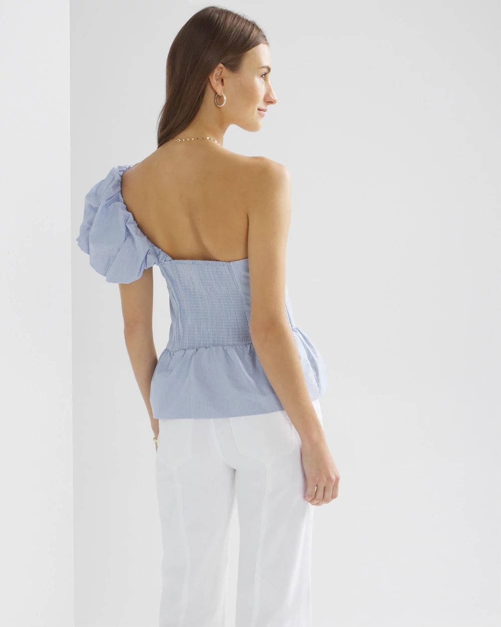 Off-the-Shoulder Asymmetrical Poplin Bustier click to view larger image.