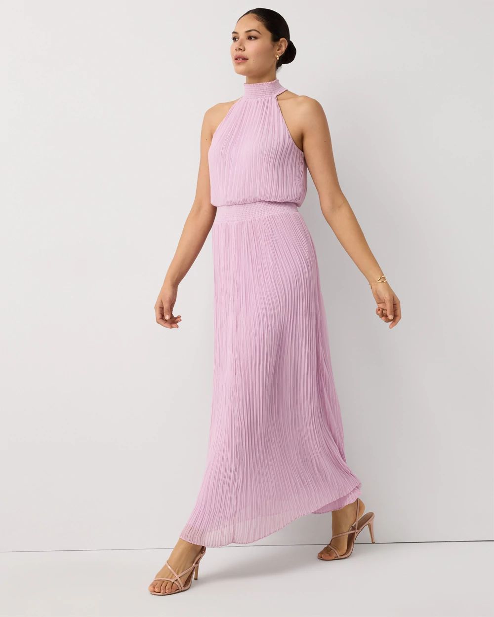 Pleated Halter Maxi Dress