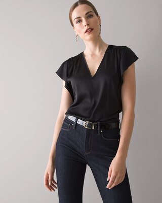 Flutter-Sleeve V-Neck Top