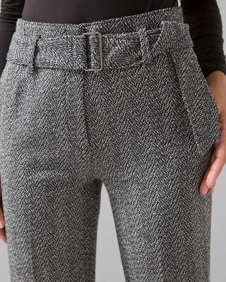 Herringbone Belted Tapered Ankle Pant