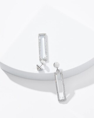 Silver Pave Crystal Linear Earrings