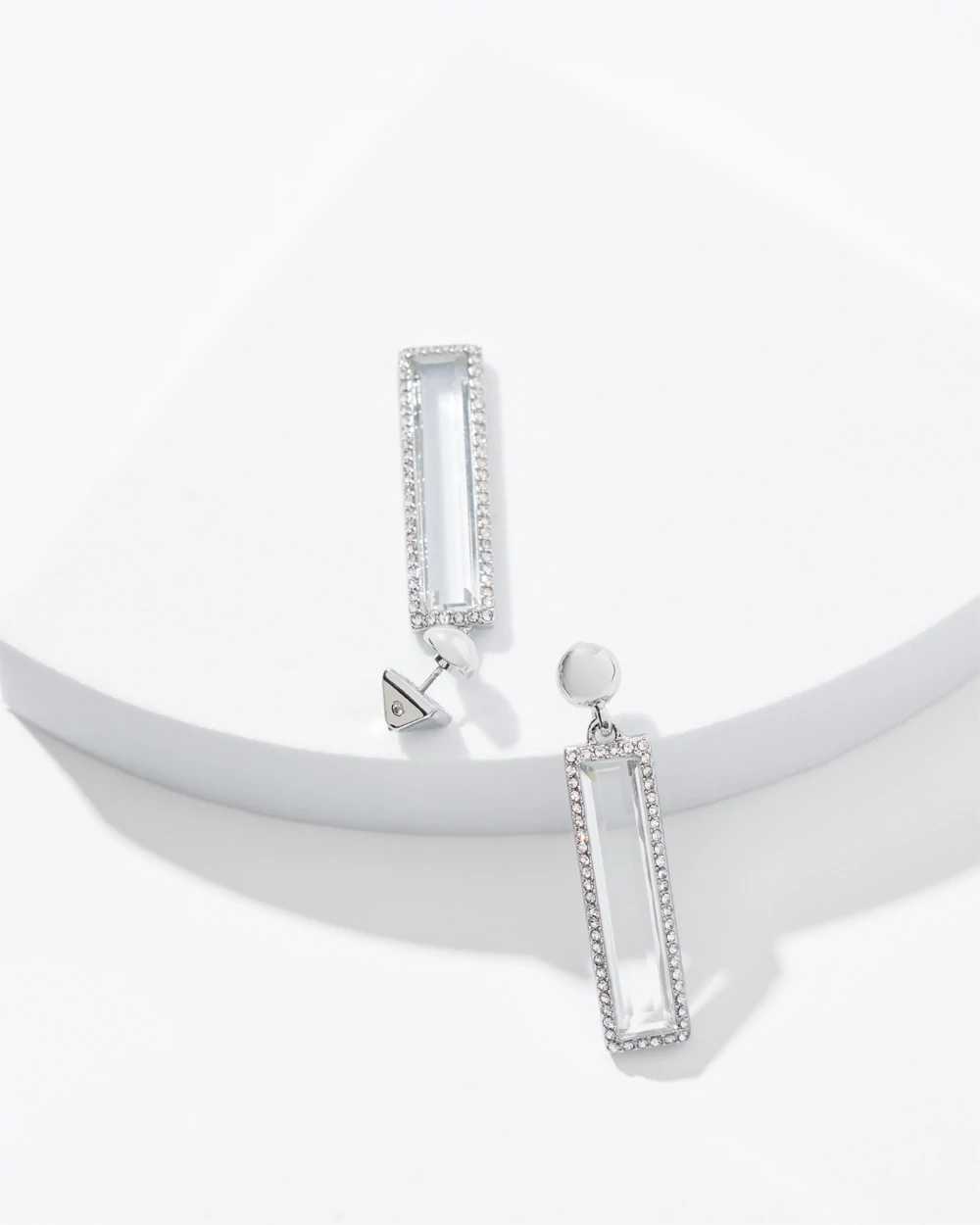 Silver Pave Crystal Linear Earrings click to view larger image.