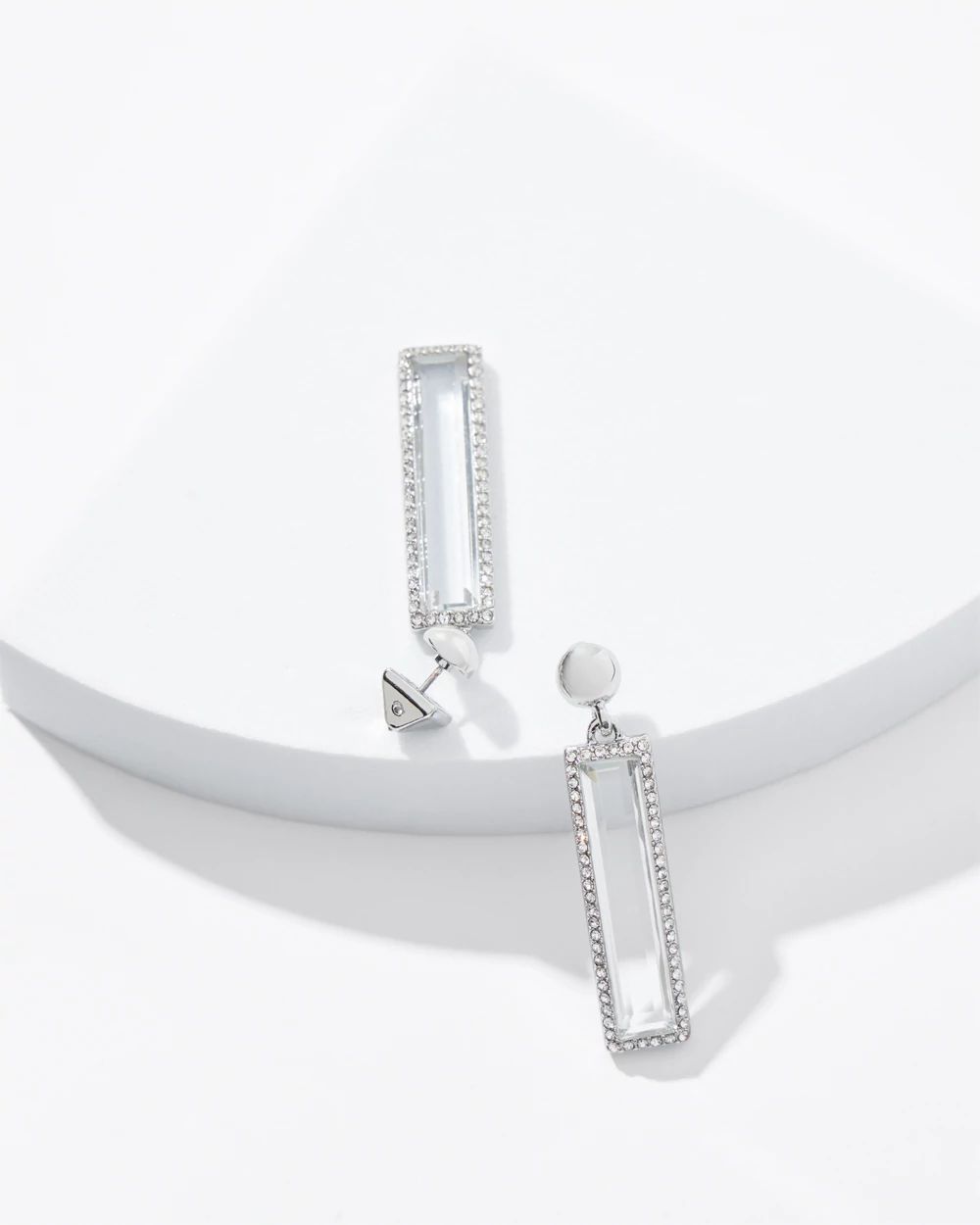 Silver Pave Crystal Linear Earrings