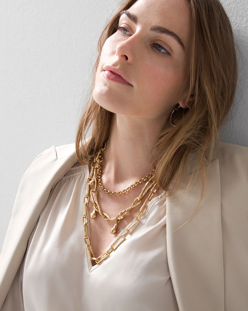 Multi-Strand Convertible Goldtone Chain Necklace