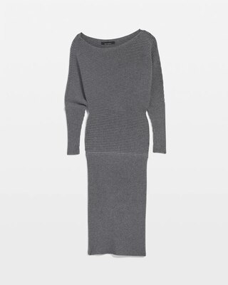 Off-Shoulder Ribbed Sweater Dress click to view larger image.